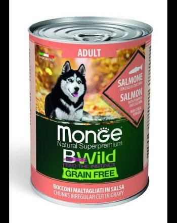 MONGE BWild Grain Free hrană umedă pentru câini, cu somon 400g