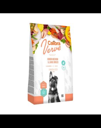 CALIBRA Dog Verve GF Junior Medium Large Chicken&amp;Duck hrana uscata fara cereale pentru caini juniori de talie medie/mare 12 kg