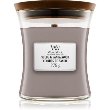 Woodwick Suede & Sandalwood lumânare parfumată 275 g
