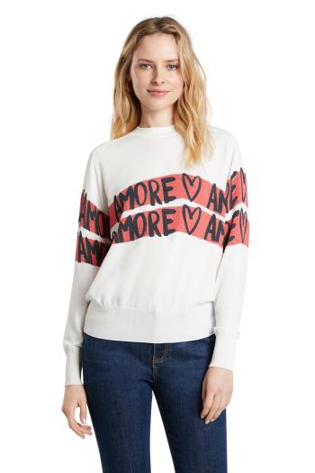 Desigual Pulover de damă Jers e e Jers Amore Amore 21WWJFAN1001 XXL