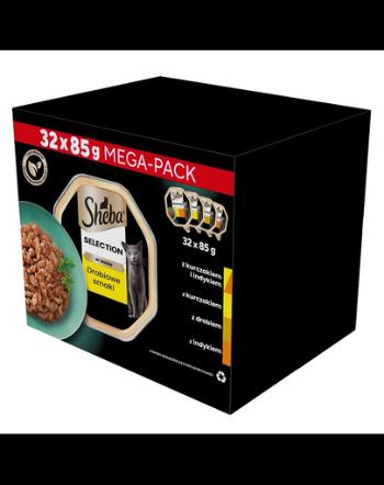 SHEBA Select Slices in Gravy Hrana pisica, in sos cu pasare, pui si curcan 32x85g