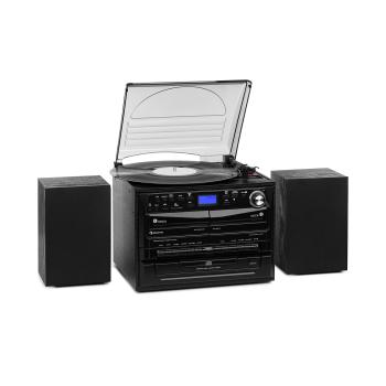 Auna 388-DAB+, sistem stereo, 20 W max., discuri, CD-uri, casete, BT, FM / DAB +, USB, SD, negru