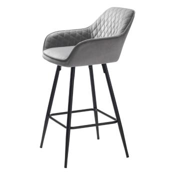 Scaun de bar gri din catifea (înălțime șezut 67 cm) Milton – Unique Furniture