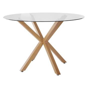 Masă de dining în culoare naturală rotundă cu blat din sticlă ø 120 cm Pablo – Støraa