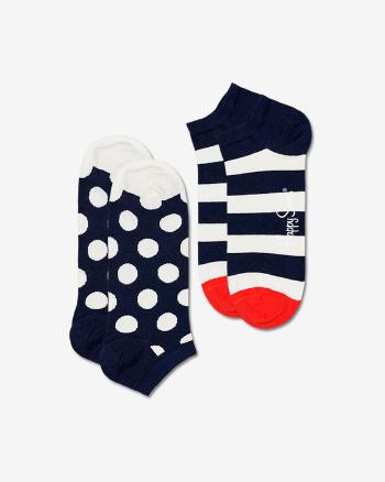 Happy Socks Big Dot Stripe Low Set de 2 perechi de șosete Albastru Alb