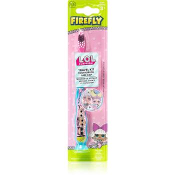 L.O.L. Surprise Toothbrush Travel Kit with Cap periuță de dinti pentru copii cu suporti de 3 ani Blue-Pink 1 buc