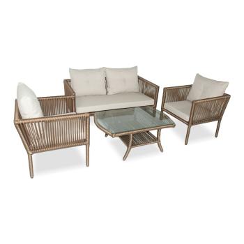 Set mobilier de grădină maro din ratan artificial pentru patru persoane Shangai 38 – Floriane Garden