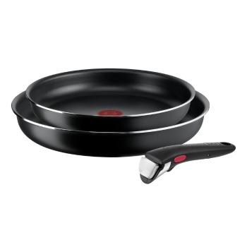 Set de vase pentru gătit 3 buc. din aluminiu Ingenio Easy Cook & Clean Black – Tefal