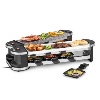 Klarstein Tenderloin  50/50, raclette grill, 1200W, 8 persoane, piatră naturală, alb