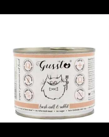 GUSSTO Cat Fresh Calf &amp; Rabbit hrana umeda pisici, vitel si iepure 6x200 g