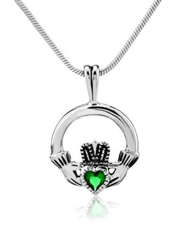 Silvego Pandantiv din argint Claddagh cu zircon verde PRMP21657