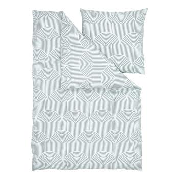 Lenjerie de pat din bumbac ranforsat Westwing Collection, 155 x 220 cm, albastru-alb