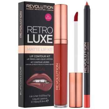 Makeup Revolution Retro Luxe set de buze mat culoare Regal 5.5 ml
