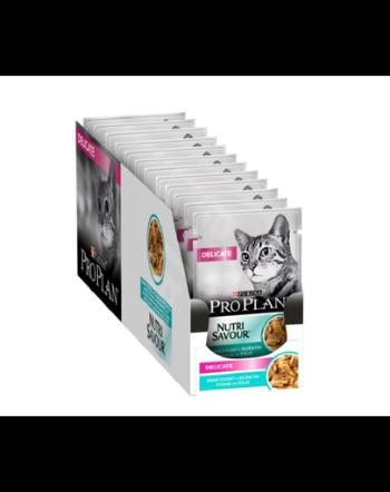 PURINA PRO PLAN Delicate hrana umeda pisici adulte cu sistem digestiv sensibil, cu peste 26 x 85 g