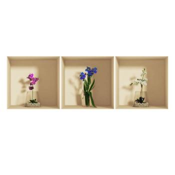 Set 3 autocolante cu efect 3D Ambiance Orchids