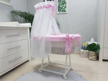 de răchită pat cu echipament pentru copil - roz stele