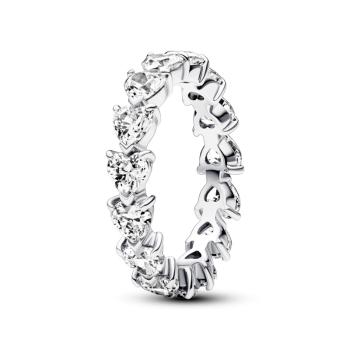 Pandora Inel strălucitor din argint Row of Hearts Timeless 193103C01 50 mm