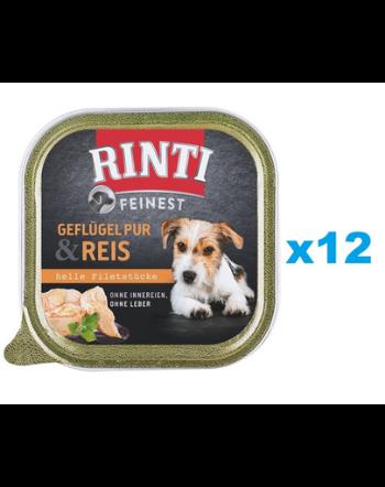 RINTI Feinest Poultry Pure&amp;Rice pasare si orez 12x150 g mancare umeda pentru caini