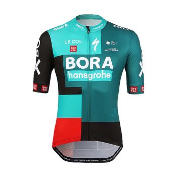 
                 LE COL Tricou de ciclism cu mânecă scurtă - BORA HANSGROHE 2022 - roșu/verde/negru  
            