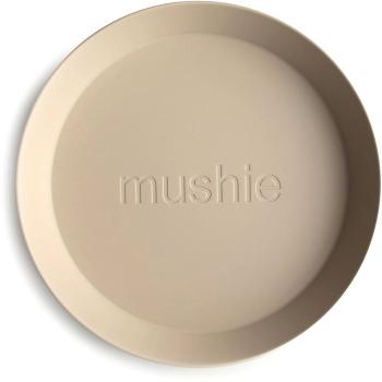Mushie Round Dinnerware Plates farfurie Vanilla 2 buc