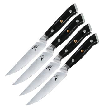 Zelite Infinity by Klarstein Alpha-Royal German 5", set de 4 cuțite pentru steak, 56 HCR, oțel inoxidabil