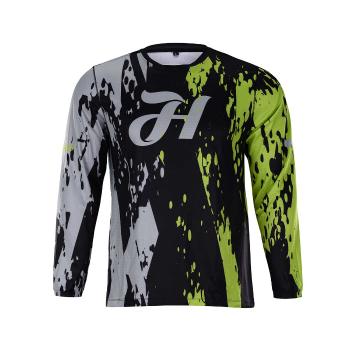 
                 HOLOKOLO Tricou de ciclism cu mânecă lungă de vară - TYRE MTB LONG - verde/gri/negru 
            