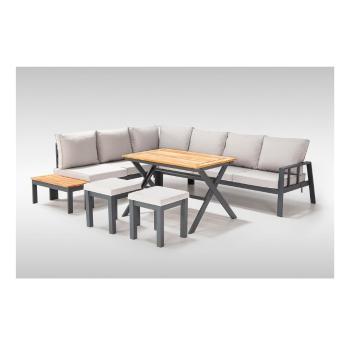 Set mobilier de grădină negru/gri din metal pentru 6 persoane Asya – Floriane Garden