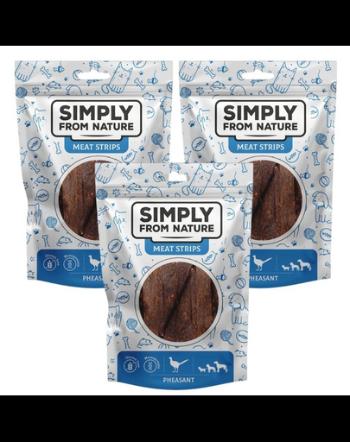 SIMPLY FROM NATURE Meat Strips de fazan pentru caini 3x80 g