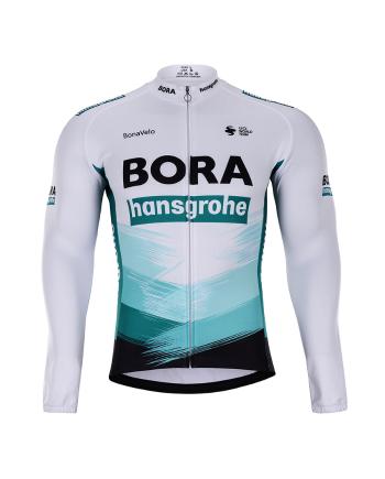 
                 BONAVELO Tricou de cilism pentru iarnă cu mânecă lungă - BORA 2021 WINTER - negru/alb/verde  
            