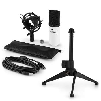 Auna MIC-900WH V1, set de microfon usb, microfon condensator alb + suport de masă