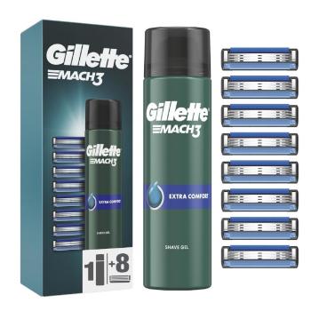 Gillette Capete de schimb Gillette Mach3 8 buc + Gel de ras Extra Comfort (Shave Gel) 200 ml