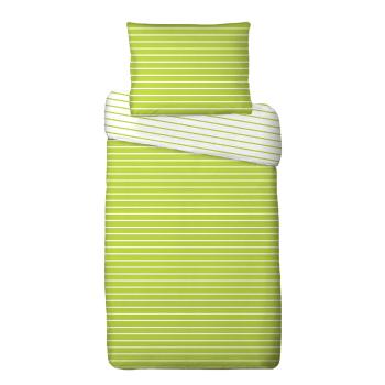 Lenjerie de pat din bumbac Dungi, verde, 140 x 220 cm, 70 x 90 cm, 140 x 220 cm, 70 x 90 cm