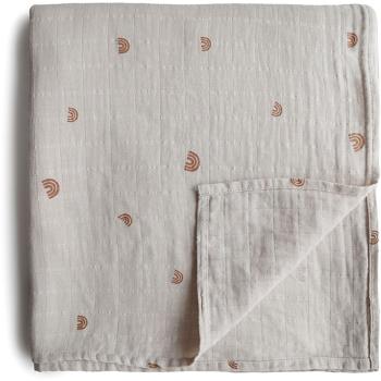 Mushie Muslin Swaddle Blanket Organic Cotton păturică de înfășat Rainbows 120cm x 120cm 1 buc