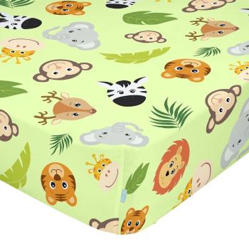 Cearceaf elastic din bumbac Mr. Fox Wild, 90 x 200 cm, verde