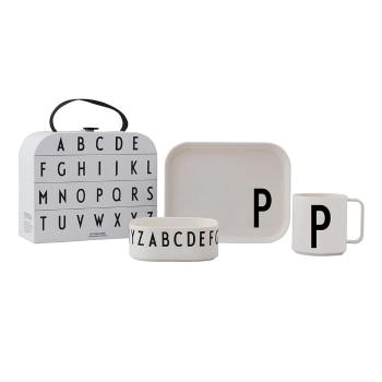 Set de luat masa pentru copii din 3 piese cu valiză Design Letters Classics P