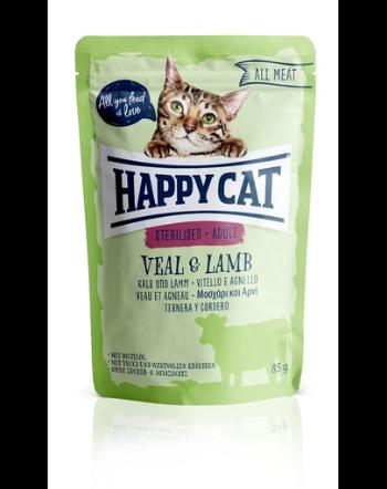 HAPPY CAT All Meat Hrana umeda pentru pisici sterilizate, cu vita si miel, 85 g