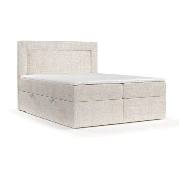 Pat boxspring crem cu spațiu de depozitare 200x200 cm Imagine – Maison de Rêve