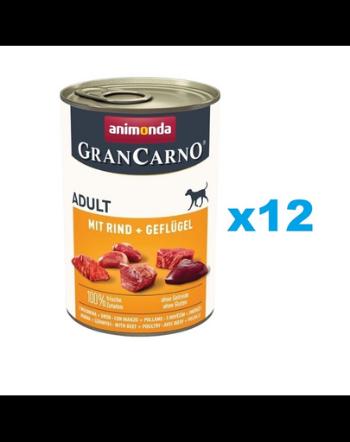 ANIMONDA Gran Carno Adult with Beef, Poultry 12x400 g Hrana umeda caine adult, cu vita si pasare