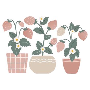 Autocolante pentru copii 3 buc. 50x34 cm Strawberries Plants – Lilipinso