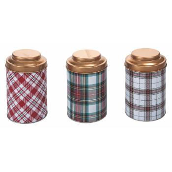 Set 3 recipiente de depozitare din metal Villa d'Este Tartan , ø 10 cm