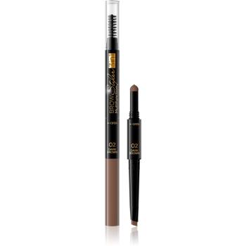 Eveline Cosmetics Brow Styler creion sprâncene precise 3 in 1 culoare 02 Dark Brown 1,2 g