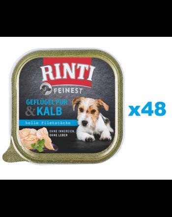 RINTI Feinest Poultry Pure&amp;Veal pachet pentru caini 48x150 g pasare si vitel