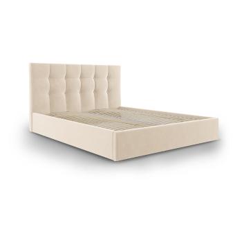 Pat dublu cu tapițerie din catifea Mazzini Beds Nerin, 180 x 200 cm, bej