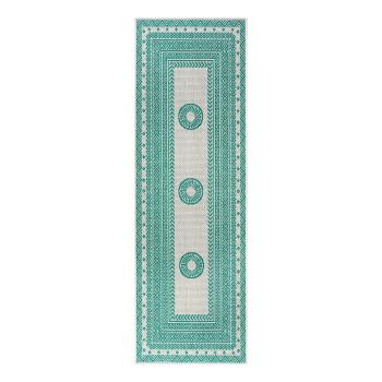 Covor adecvat pentru exterior NORTHRUGS Elegant, 70 x 200 cm, verde - bej