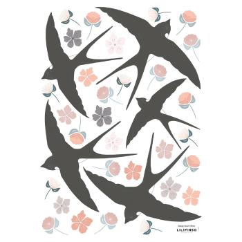 Folie cu stickere 30x42 cm Flowers & Swallows – Lilipinso