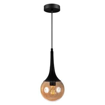 Lustră neagră cu abajur din sticlă ø 15 cm Horn – Squid Lighting