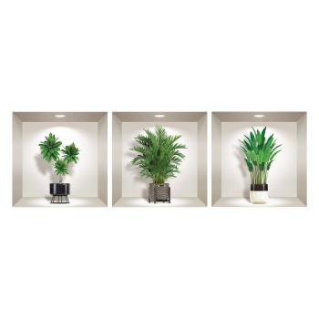 Set 3 autocolante 3D pentru perete Ambiance Indoor Plants