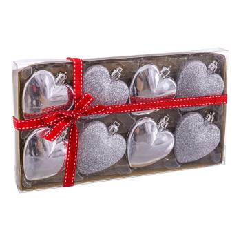 Set 8 decorațiuni de Crăciun, Unimasa Corazón, ø 6 cm, argintiu