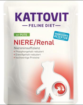 KATTOVIT Feline Diet Niere/Renal hrana umeda dietetica pentru pisici cu afectiuni ale rinichilor, curcan 85 g