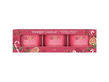 Yankee Candle Set de lumânări votive in sticlă Peppermint Pinwheels 3 x 37 g